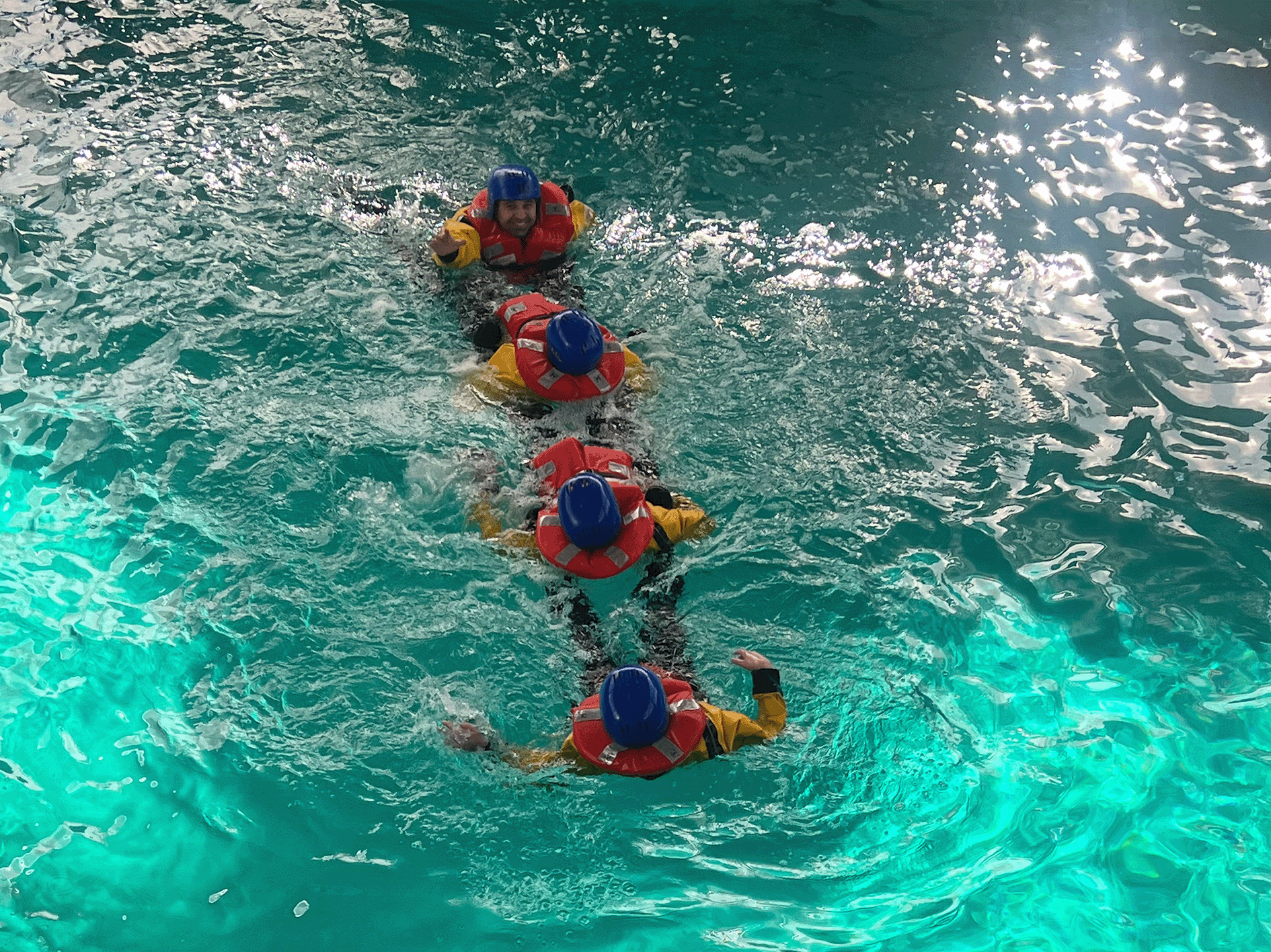 Sea Survival swimming in group